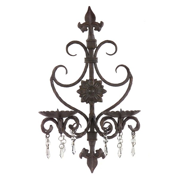 Shop 19" Elegant French Antique Style FleurdeLis Pillar Candle Wall
